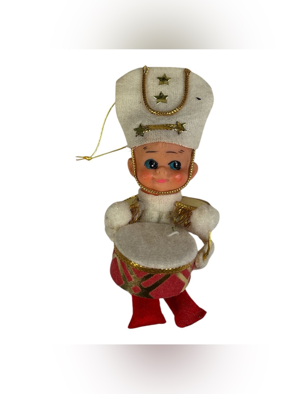Vintage 4” NAPCO Drummer Boy Pixie Elf Knee Hugger Ornament Christmas Japan Felt